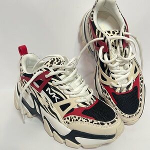 ❌❌SOLDMichael Kors Women's Red and Black Leopard Sneakers Sz 7.